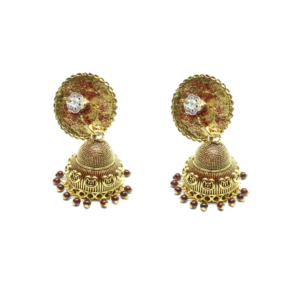 Beautiful Party Wear Classical Jhumka Gold Plated Dangle Earrings