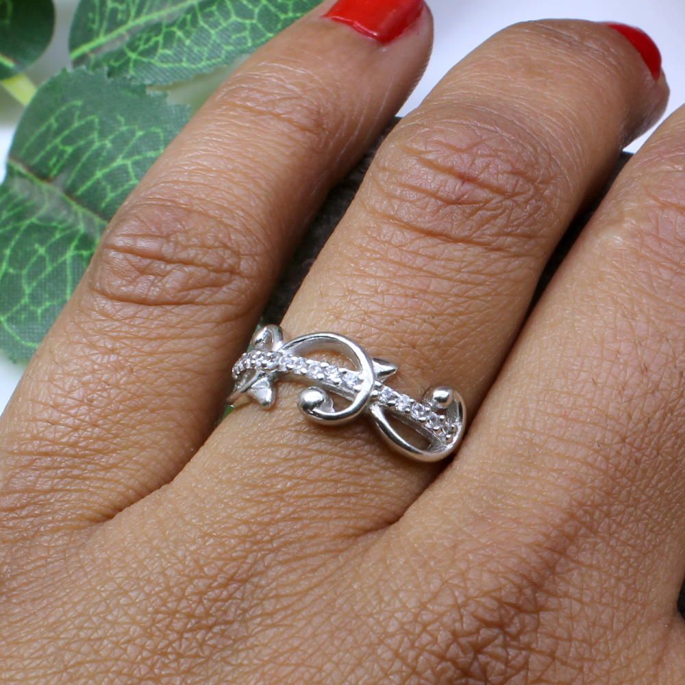 Real Sterling Silver White CZ Women finger ring