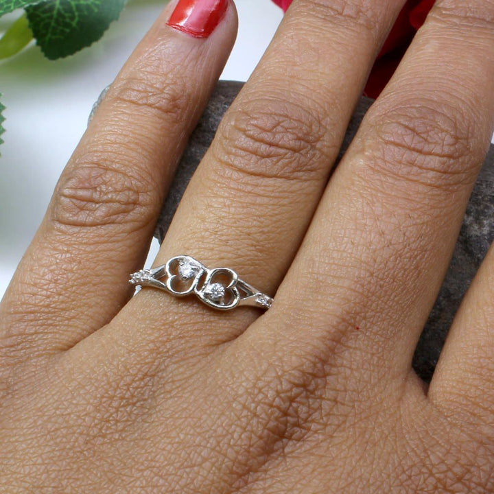 Real solid 925 Sterling Silver Heart Shape White CZ Women finger ring