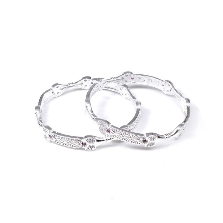 Real Silver Baby Girl CZ Bangles Bracelet 4.1 CM- Pair