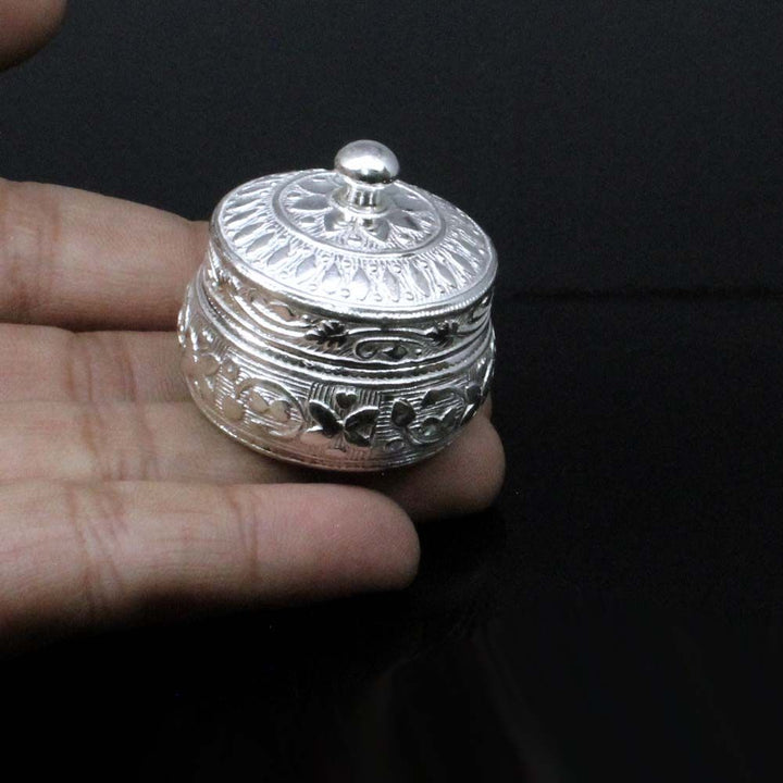 Pure silver honey container dibbi for red book remedy sindur box gift