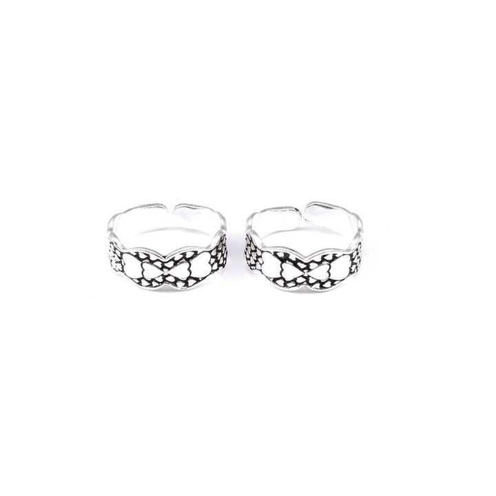 Ethnic 925 Sterling Silver antique finish foot toe rings band - Pair