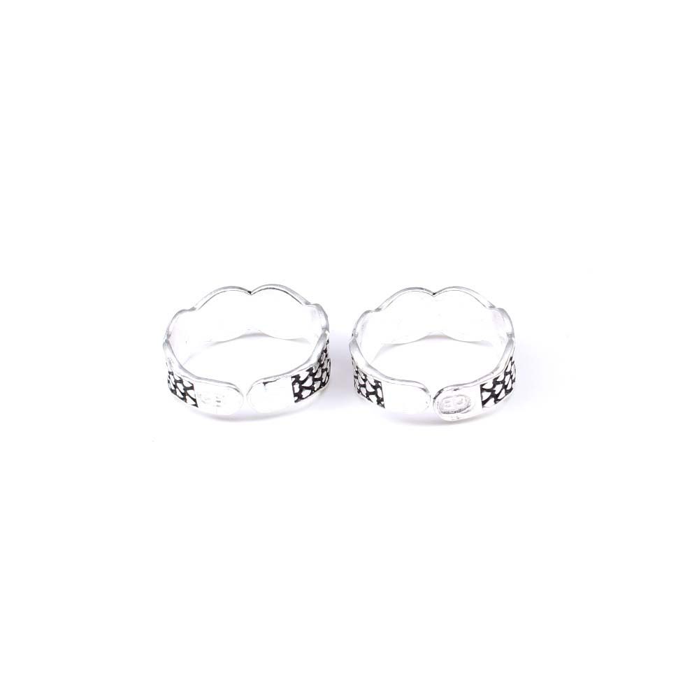 Ethnic 925 Sterling Silver antique finish foot toe rings band - Pair