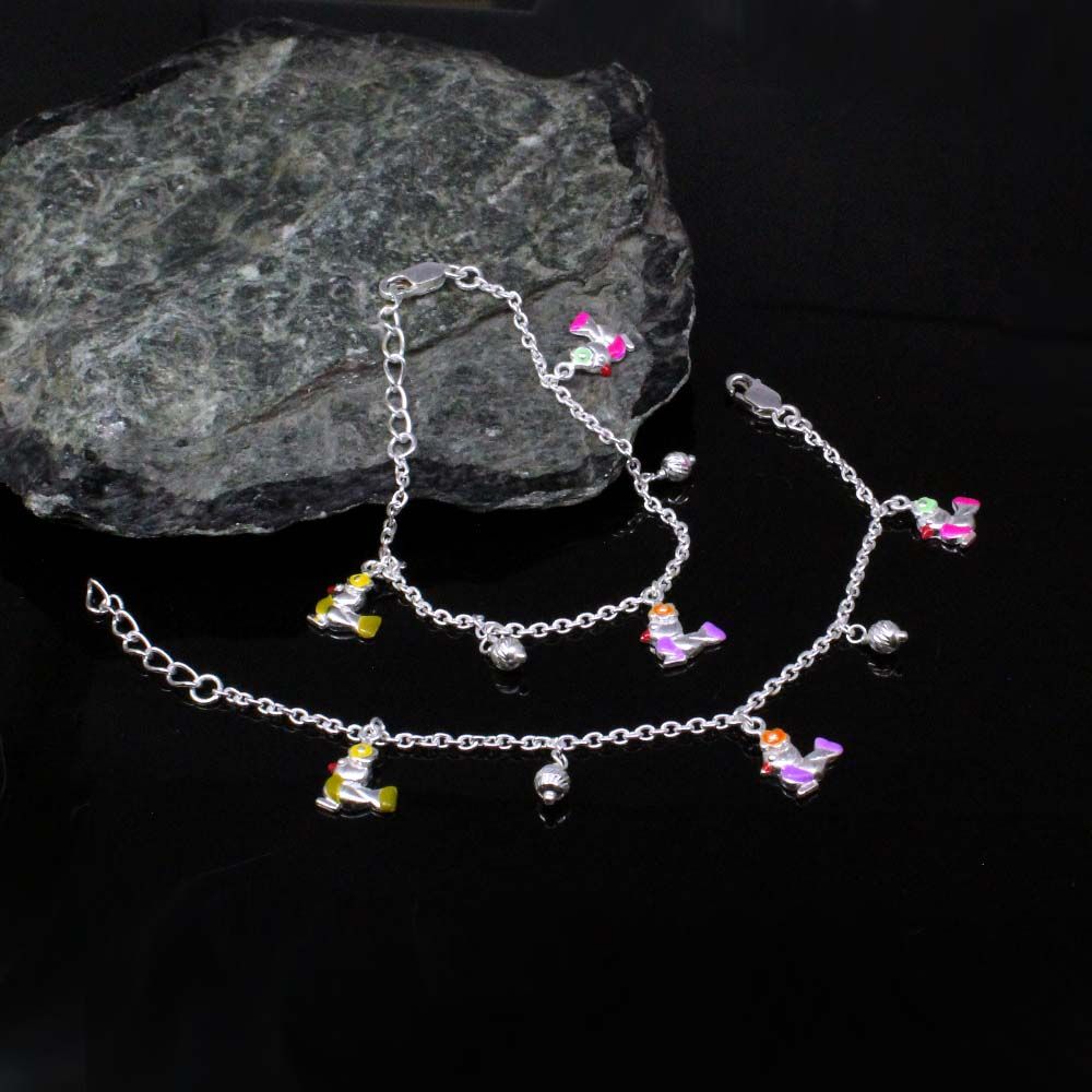 925 Silver Jewelry Kids Bird Anklets Ankle chain foot baby Bracelet 5.5&quot;