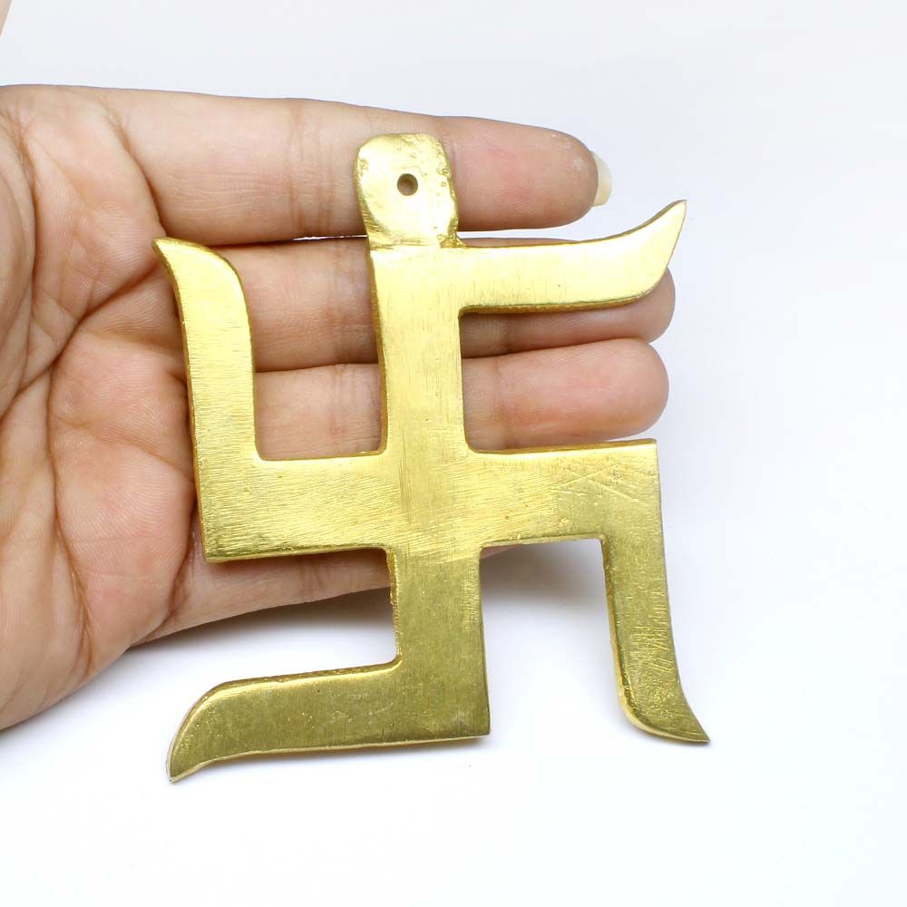 Golden Brass Swastik Wall Hanging for Astrology Lal Kitab and red book remedies