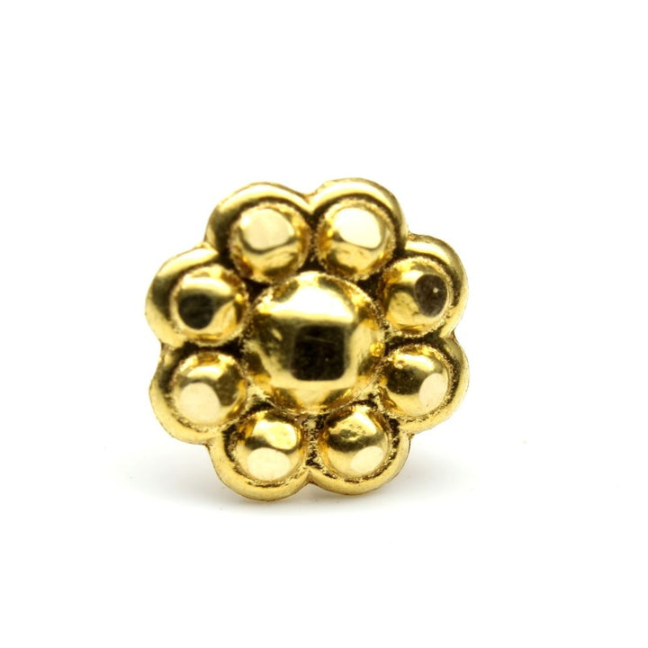 Real Gold Nose stud 14K Ethnic Indian piercing nose ring Push pin