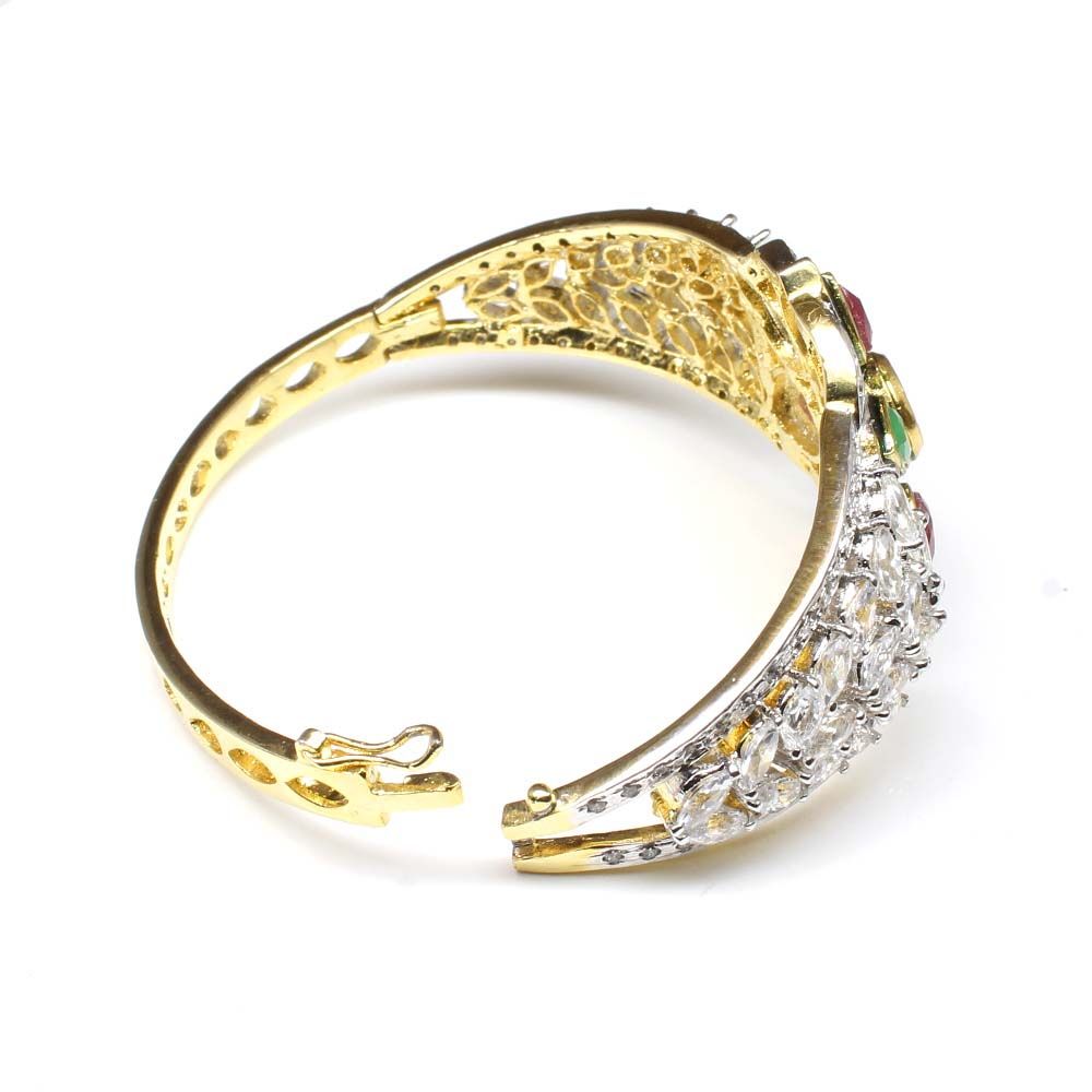 Two tone Fashion CZ Open Able Bracelet Bangle