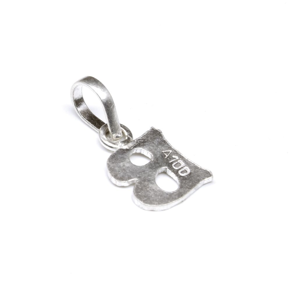 Pure Silver 'B' Letter Alphabet Pendant for men women