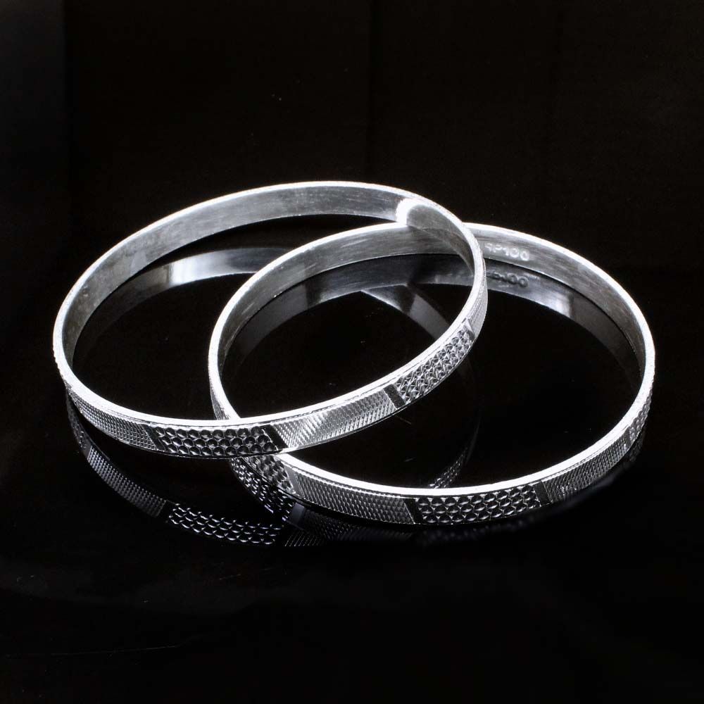 Indian Real Sterling Silver Women Bangles Bracelet (Kangan)- Pair