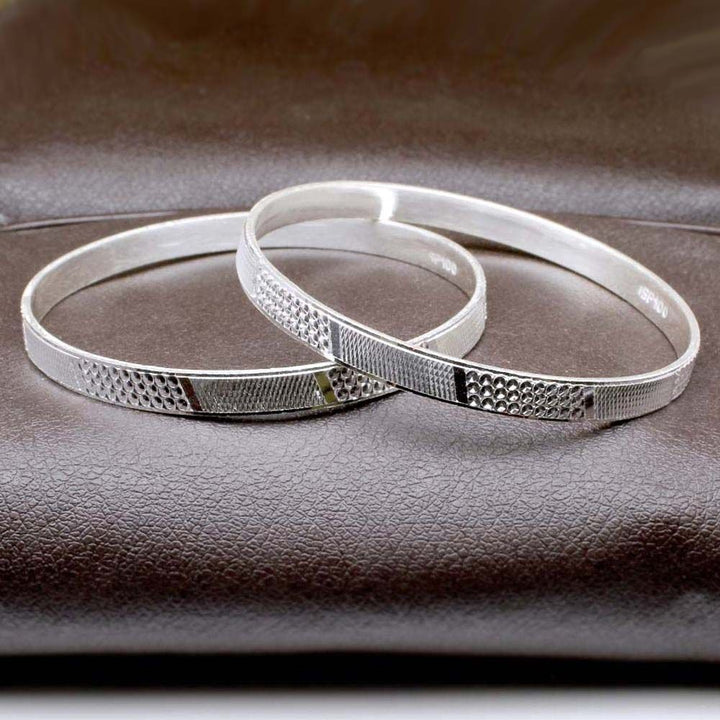 Indian Real Sterling Silver Women Bangles Bracelet (Kangan)- Pair