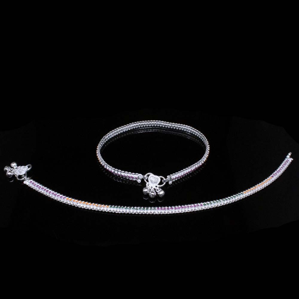 Beach wear Real Silver Jewelry Anklets Ankle (Pajeb) Bracelet Pair 10.8&quot;