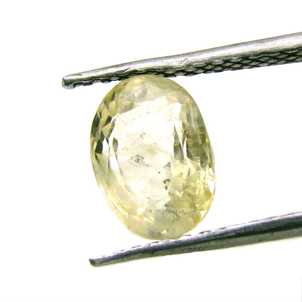 2.7Ct Natural Light Yellow Sapphire Oval Faceted Gemstone