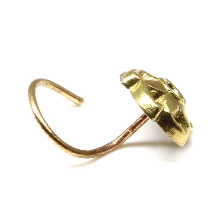 Indian Nose Stud, Antique gold finish nose ring, corkscrew piercing ring l bend