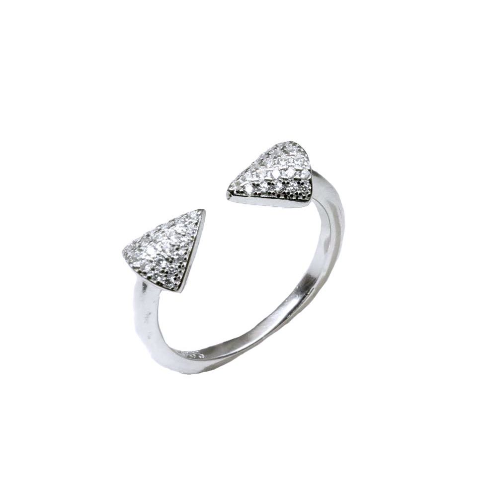 Real Solid Sterling Silver Ring White CZ Studded Platinum Finish
