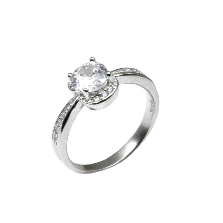 Real 925 Sterling Silver Women Ring White CZ Platinum Finish
