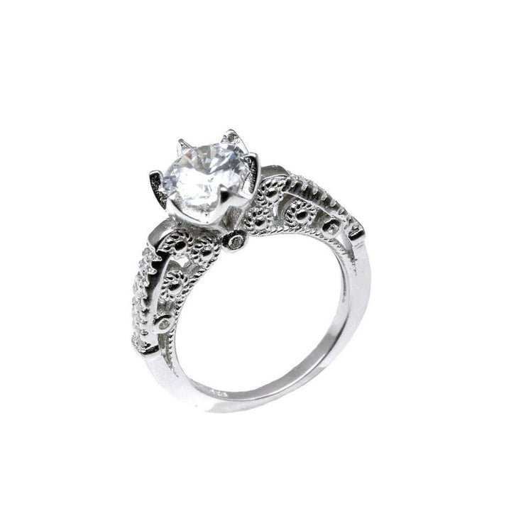 Beautiful Real 925 Sterling Silver Ring White CZ Platinum Finish