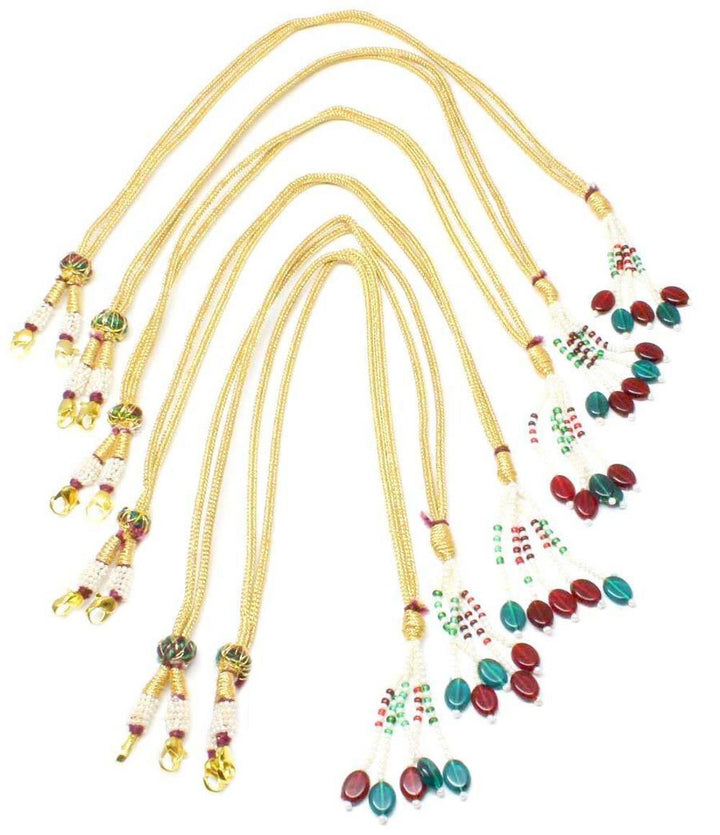 Indian Adjustable Necklace Tassel Golden Red Green Beads Wholesale Lot