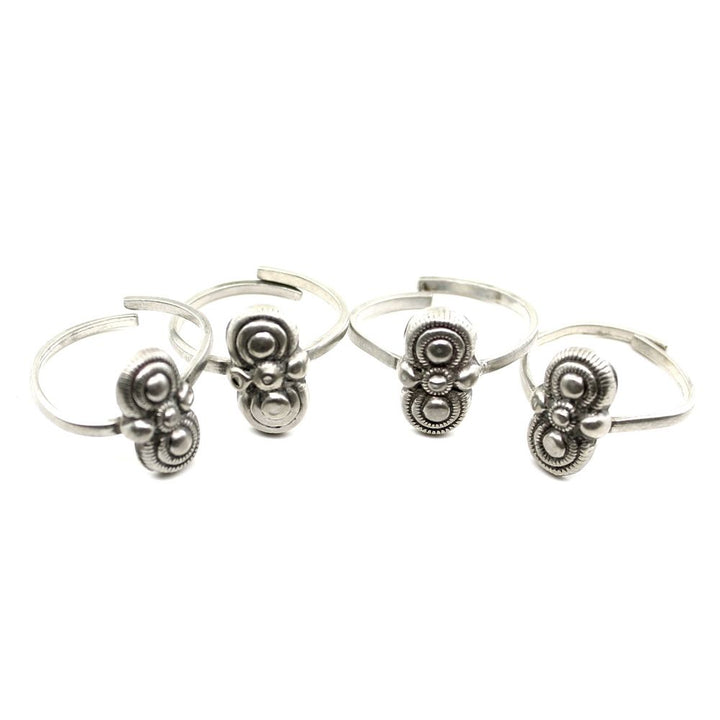 ethnic-indian-toe-rings-4pc-set-pure-real-silver-pre-owned