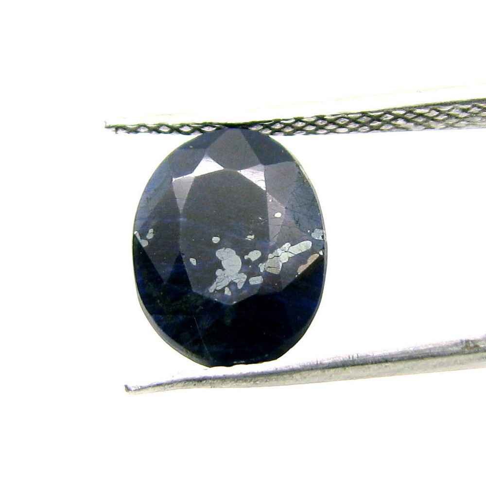 3.7Ct Blue Sapphire African Neelam Metal Inclusions Oval Natural Gemstone