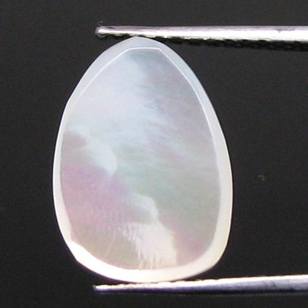 4.3Ct Natural Rainbow Shell Mother of Pearl Pear Checker Faceted Gem