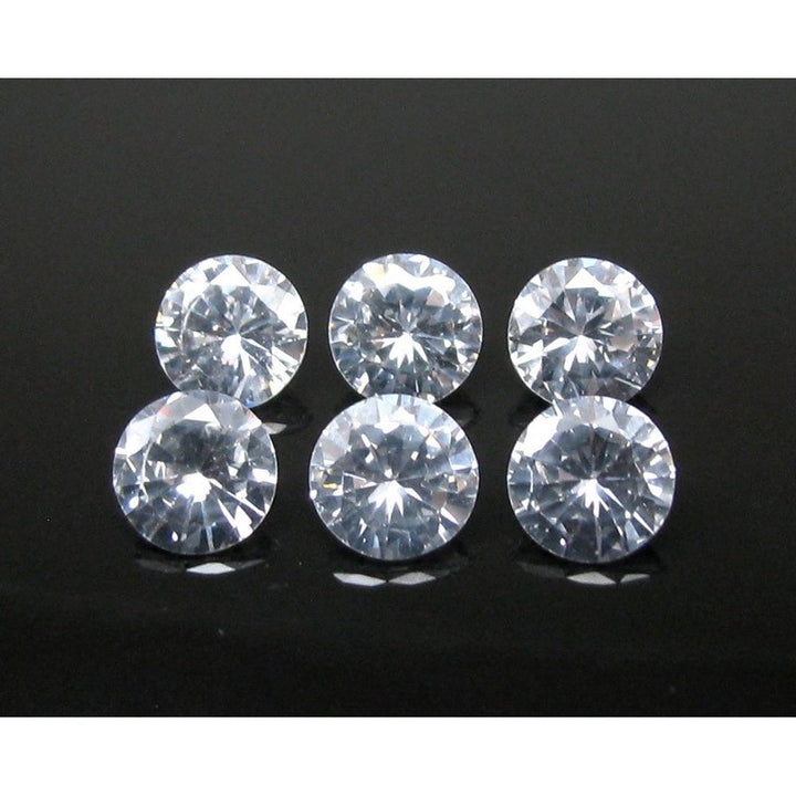 38.9Ct 6pc Lot Clear White Cubic Zirconia Round Faceted Gemstones