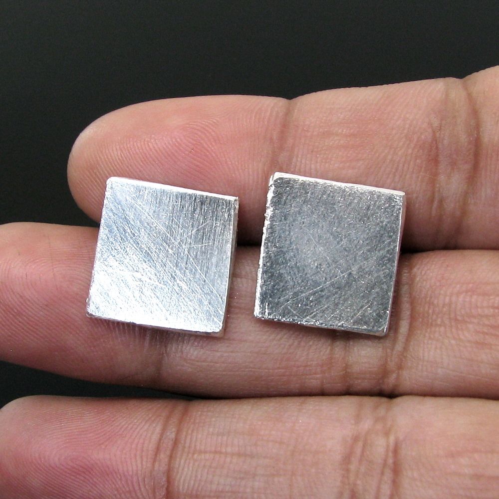 2pc Solid Silver Square Piece (Chokor) in Silver