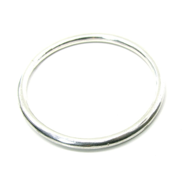 handmade-pure-solid-plain-round-silver-bangle-bracelet-arm-band-size-6cm-unisex