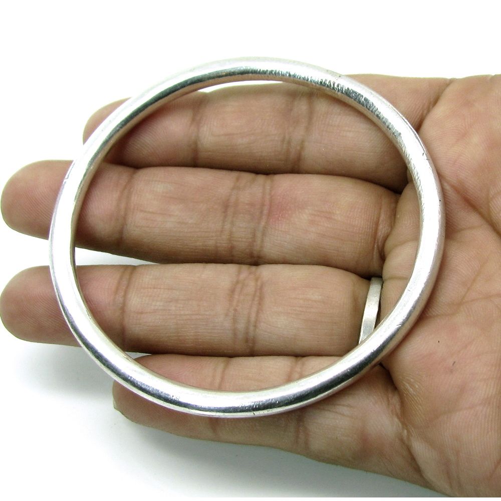 jointless handmade Pure Solid Plain Round Silver Bangle Bracelet kada