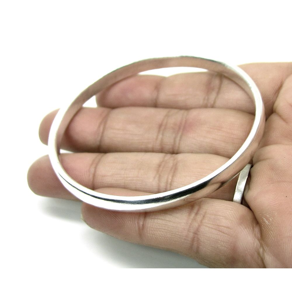Handmade Jointless Solid Pure Silver kada Plain Bangle Bracelet arm band