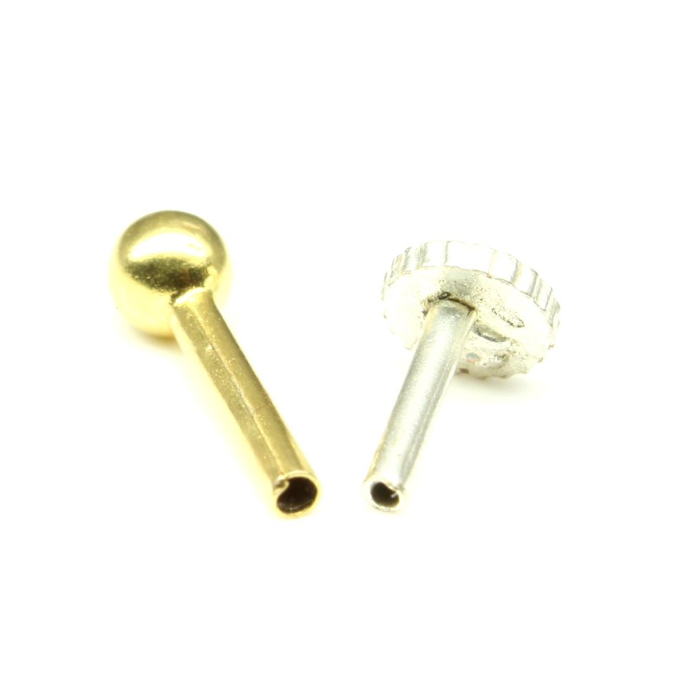 Real Gold Nose Stud Solid 14K Gold Piercing Push pin Nose stud
