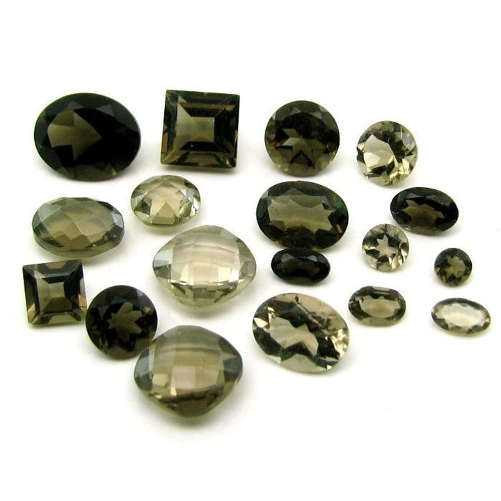 16.2Ct-18pc-Lot-of-Natural-Mix-Faceted-Smoky-Quartz-Gemstones