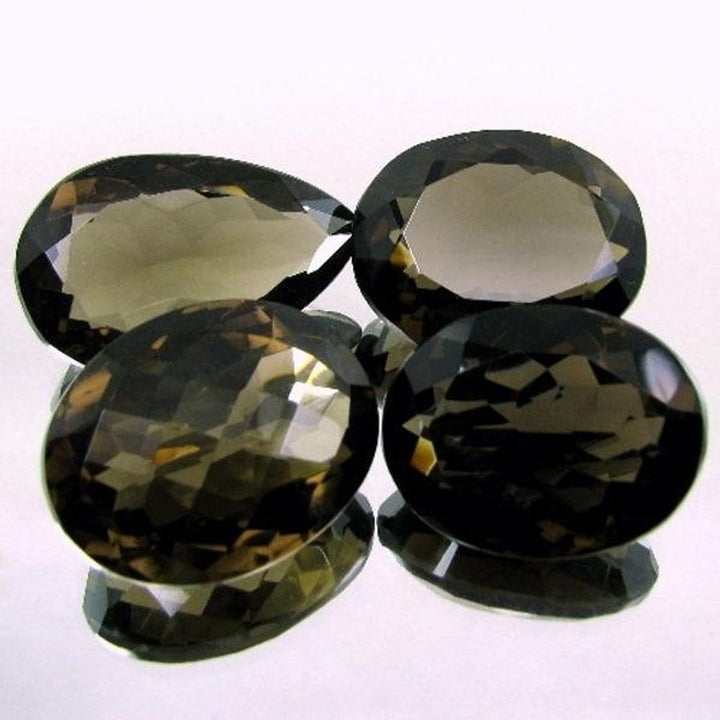 125Ct-4pc-Wholesale-Lot-Natural-Oval-Pear-Faceted-SMOKY-QUARTZ-Rock-Crystal-Gems