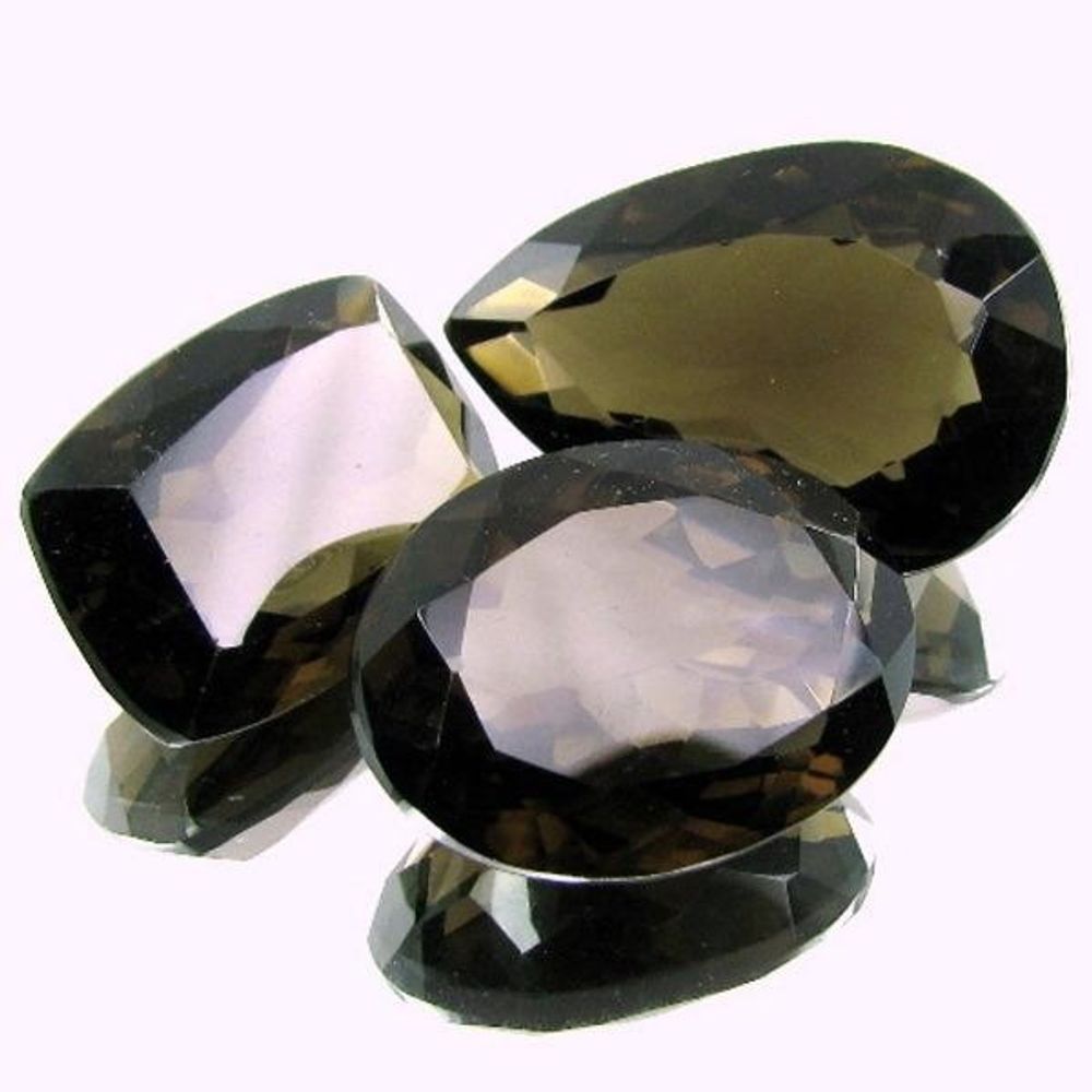 78.9Ct-3pc-Wholesale-Lot-Natural-Oval-Pear-Faceted-SMOKY-QUARTZ-Crystal-Gems