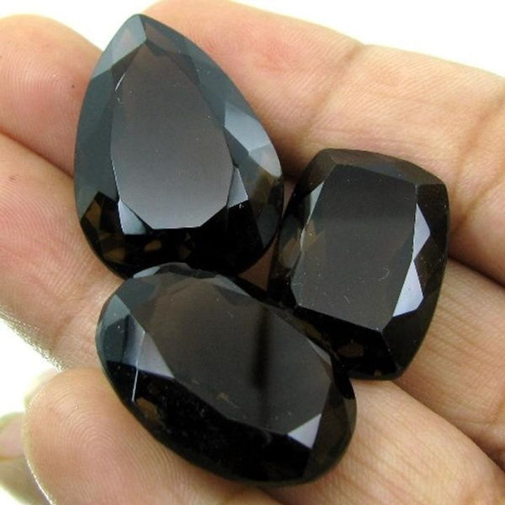 78.9Ct 3pc Wholesale Lot Natural Oval Pear Faceted SMOKY QUARTZ Crystal Gems