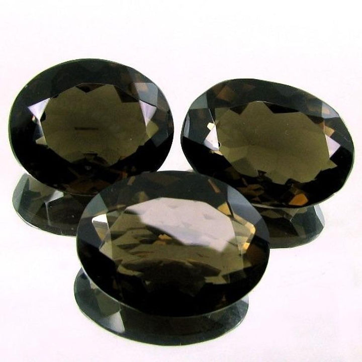 57.2Ct-3pc-Wholesale-Lot-Natural-Oval-Faceted-SMOKY-QUARTZ-Rock-Crystal