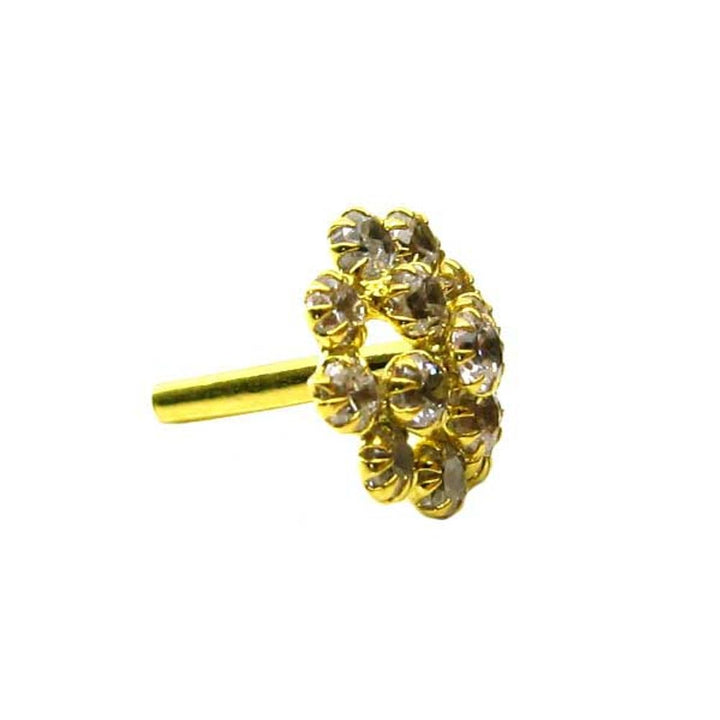 Charming White CZ Body Piercing Nose stud Pin Solid Real 14k Yellow Gold