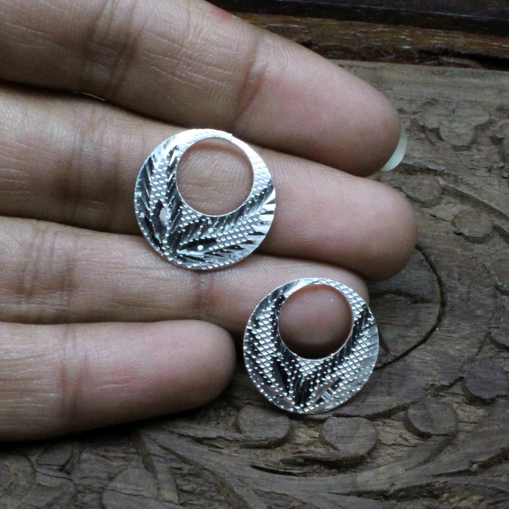 Punjabi Nattiyan Punjabi Earrings For Men Real Silver Round Moon