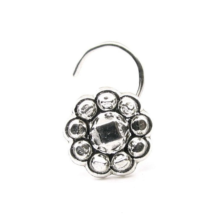 Ethnic Indian Sterling Silver Body Piercing Jewelry Nose Stud Pin Screw 20g