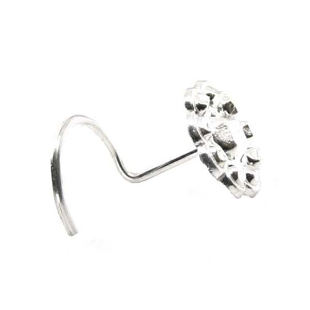 Ethnic Indian Sterling Silver Body Piercing Jewelry Nose Stud Pin Screw 20g