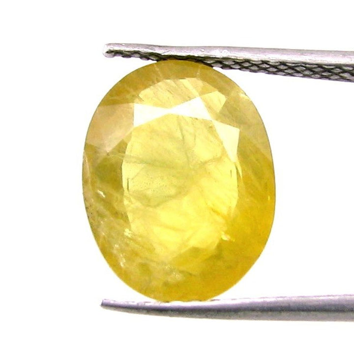 6.4Ct Natural Precious Yellow Sapphire (Pukhraj) Real Gemstone for Jupiter