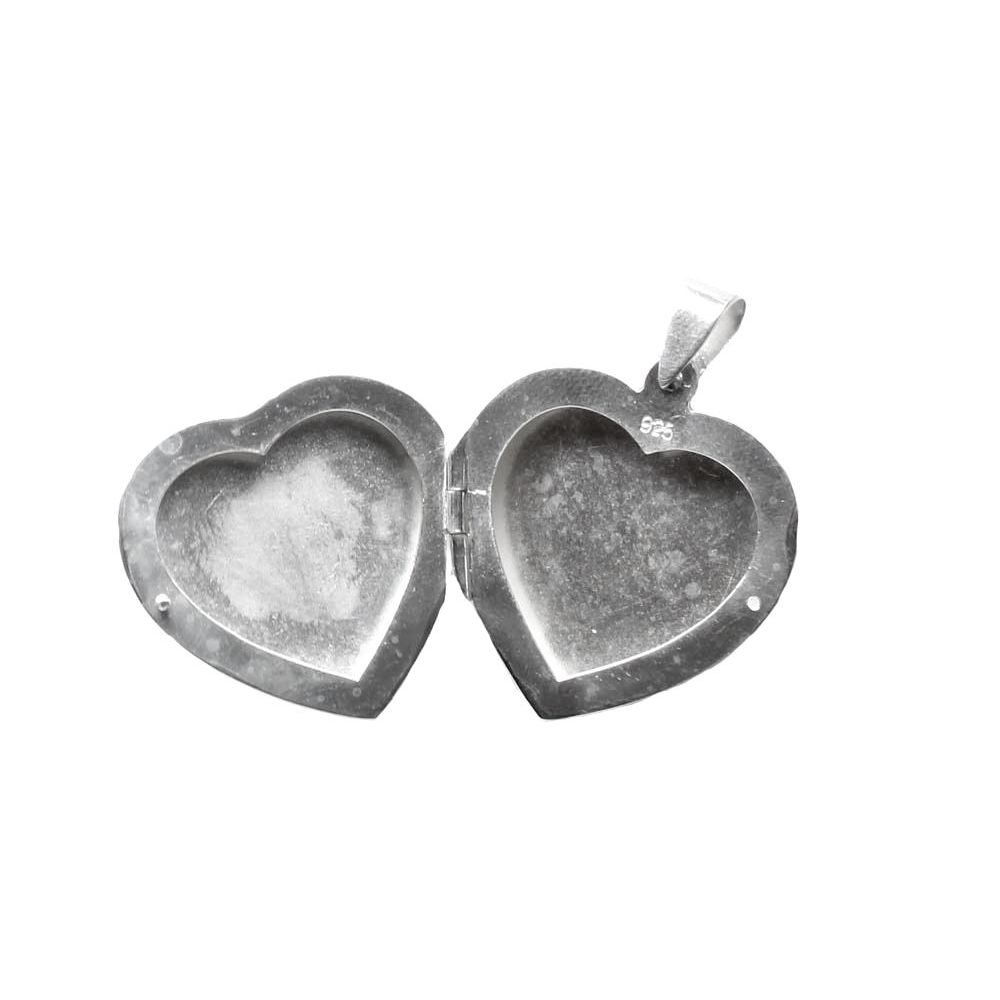 925 Sterling Silver Heart Shape Locket Box pendant open-able
