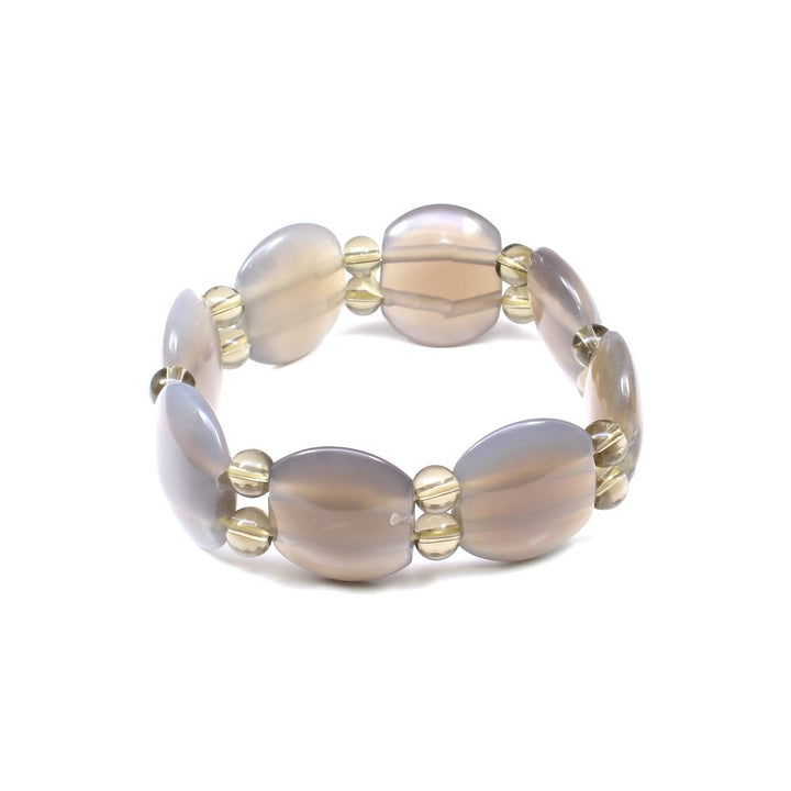 Agate smoky quartz Natural Gemstone Beads Elastic Band Stretchable Bracelet