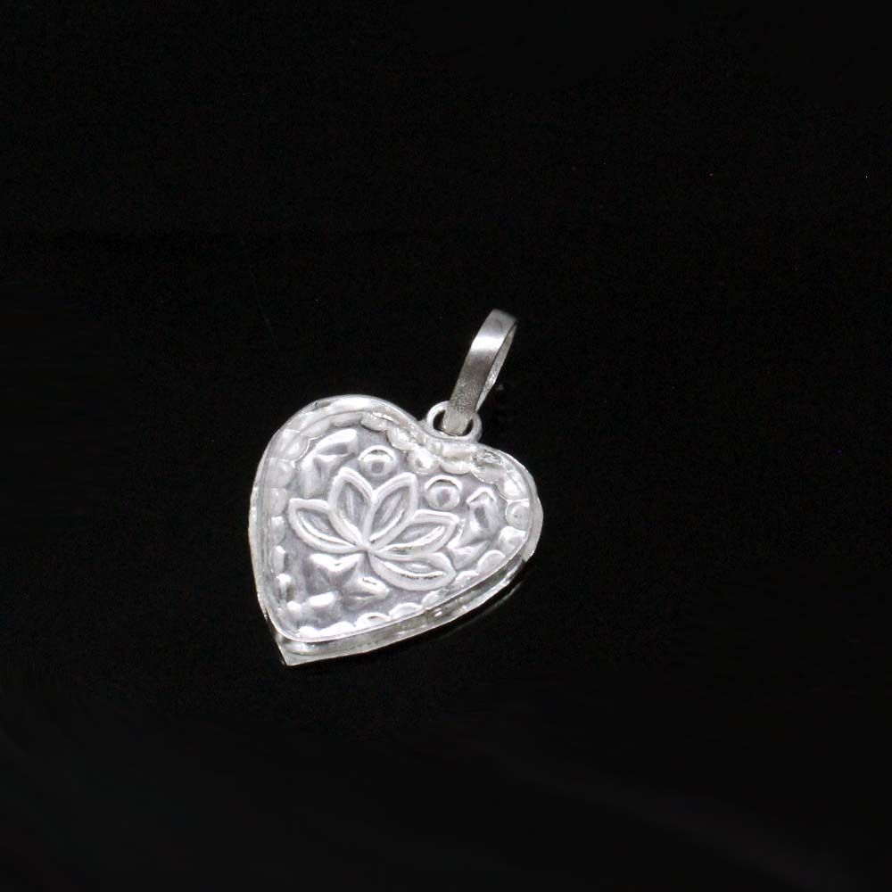 Traditional Indian Embossed heart shape enamel sterling silver pendant for Women