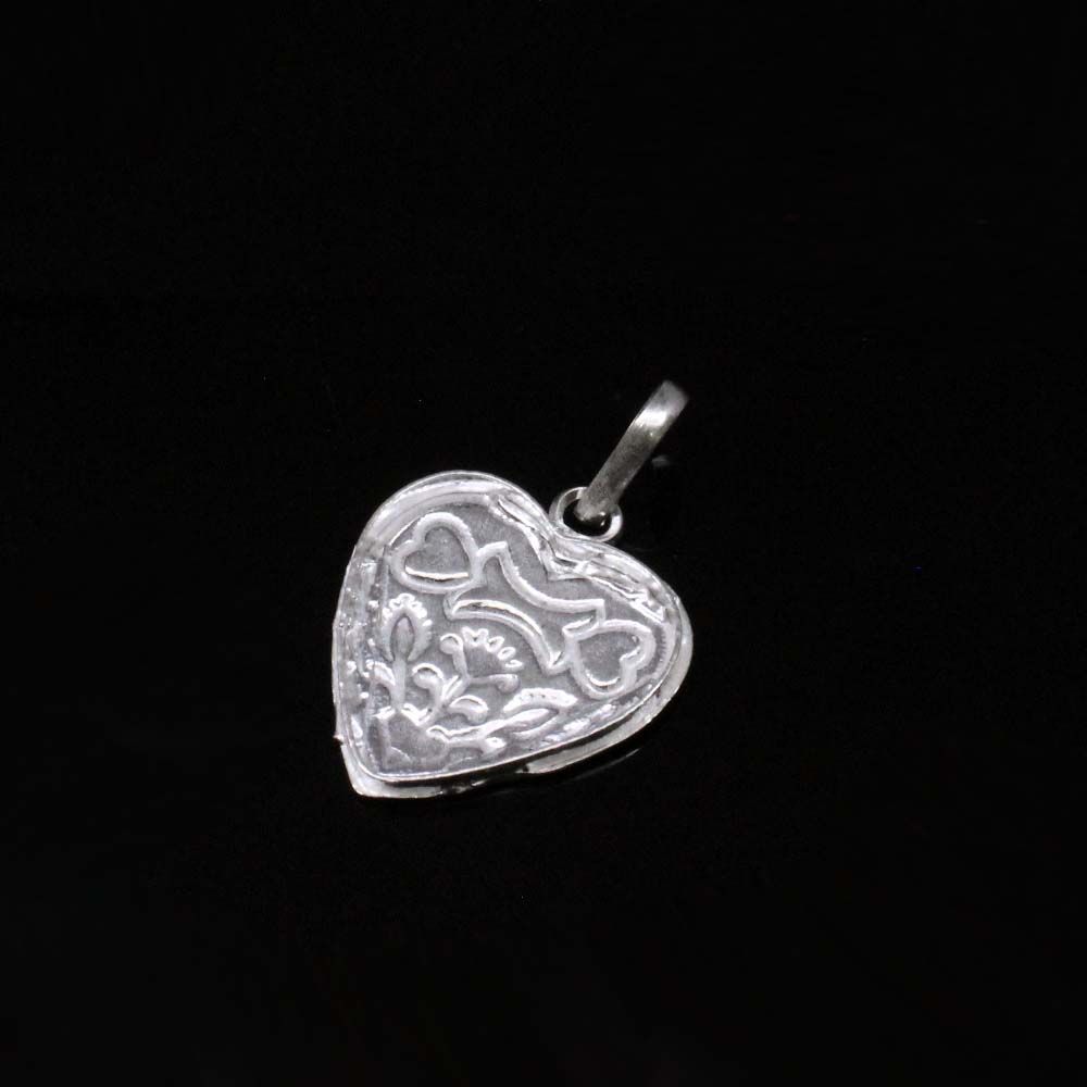 Traditional Indian Embossed heart shape enamel sterling silver pendant for Women