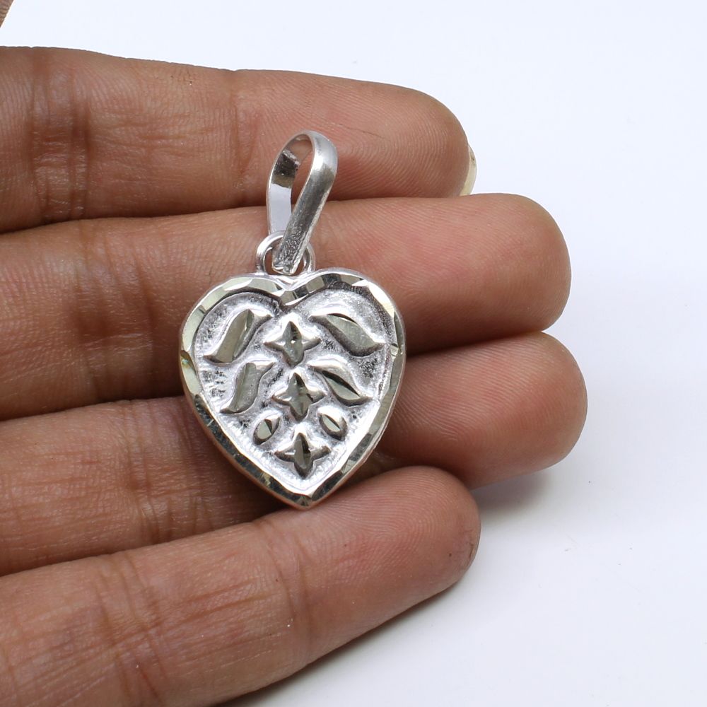 Traditional Indian heart shape designer enamel sterling silver pendant for women