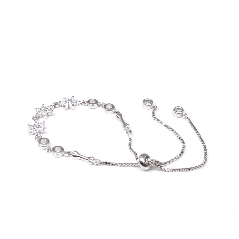 Cute CZ 925 Sterling Silver Bracelet for Girls in platinum finish