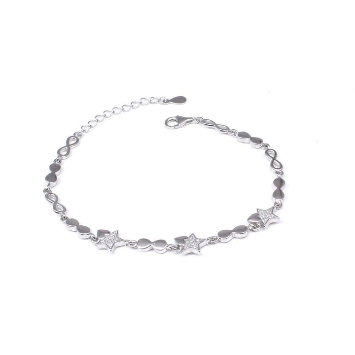 Sexy CZ 925 Sterling Silver Bracelet for Girls in platinum finish