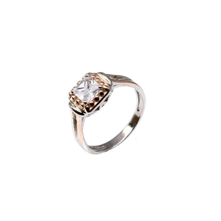Beautiful Two tone Cute white CZ 925 Sterling Silver women finger ring size 6