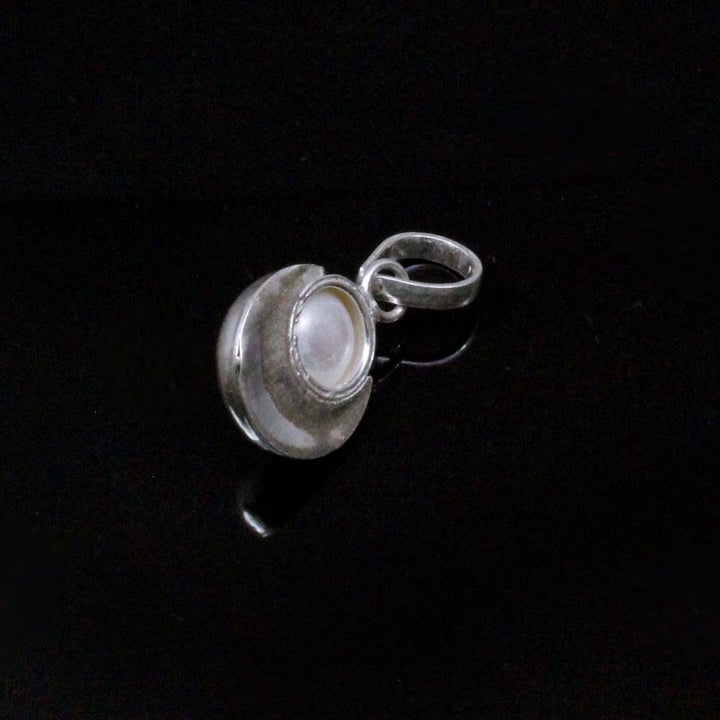 Moon shaped Natural Pearl Gemstone Real Sterling silver Fine Pendant