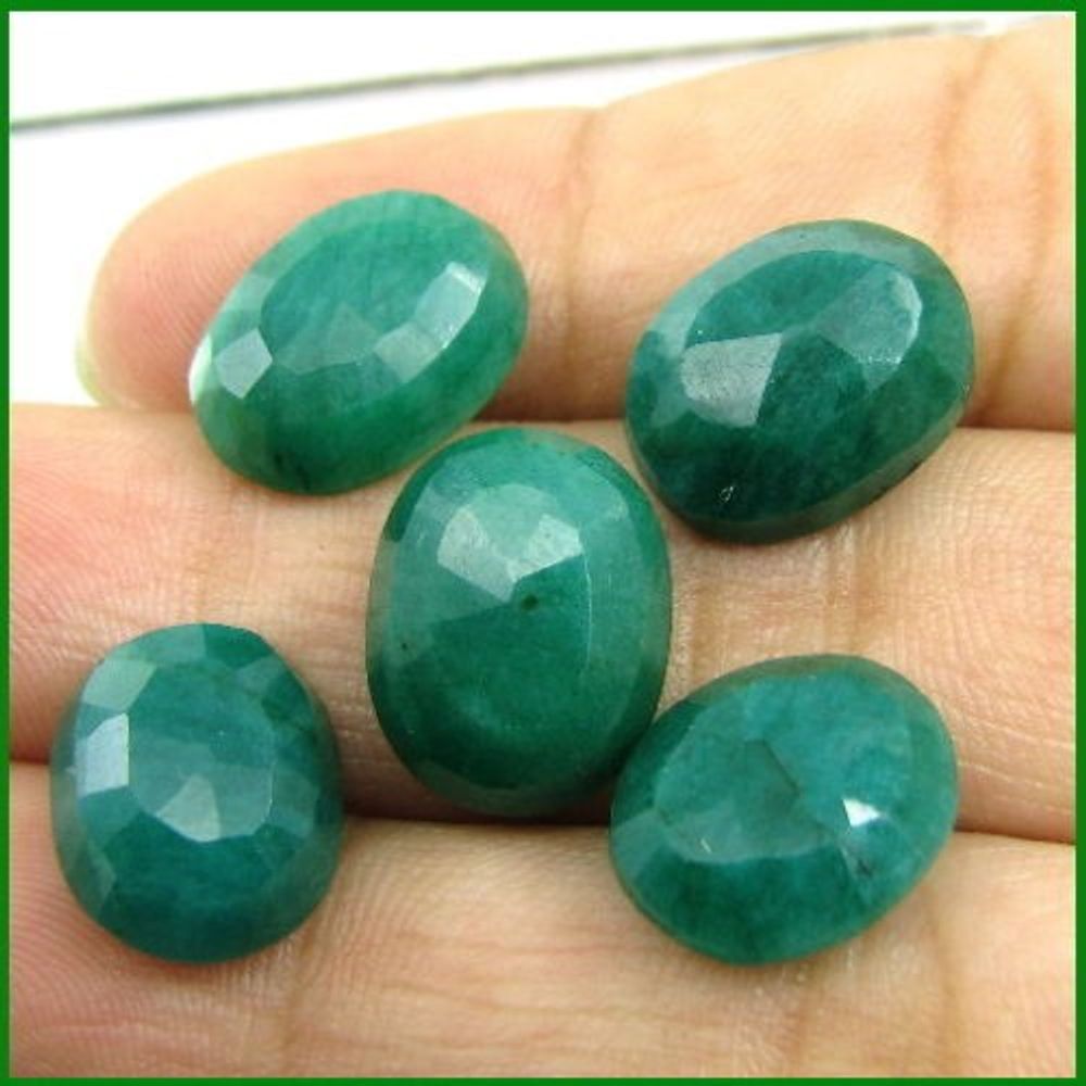 30.9Ct 5pc Lot Green Natural Emerald Brazil Oval Faceted Gemstone